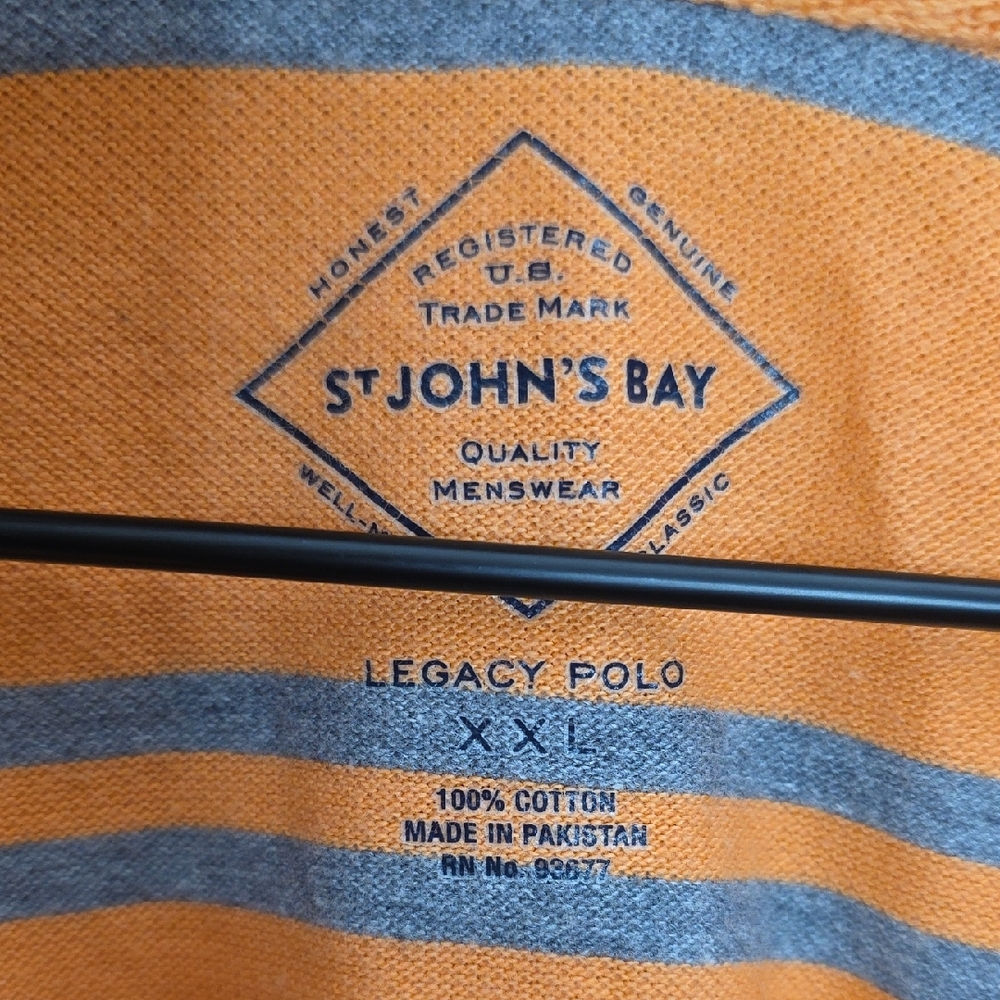 St. John’s Bay Men's Orange Striped Polo Shirt Short Sleeve Size XXL - Picture 2 of 7